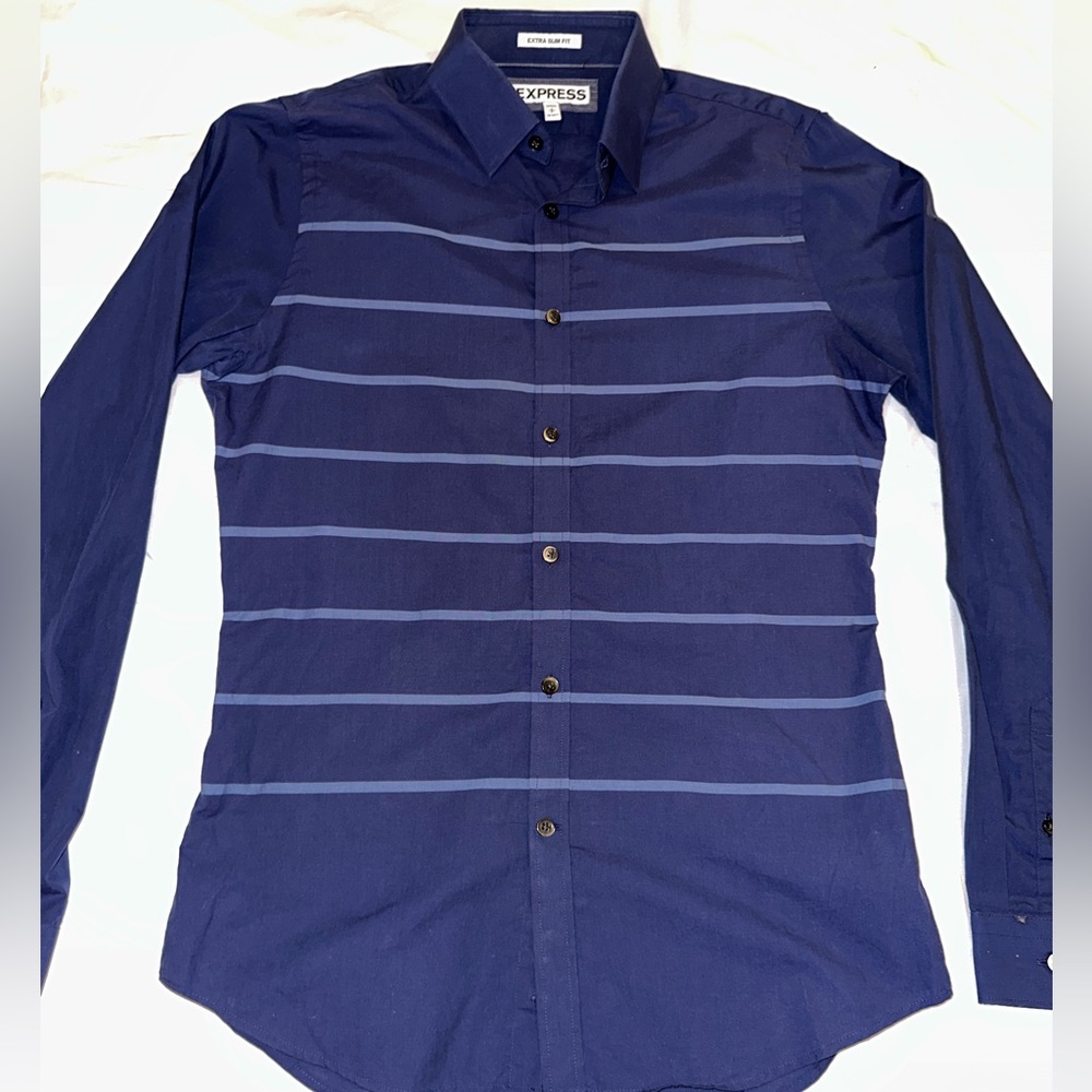 Express extra slim fit button down dress shirt, blue, small